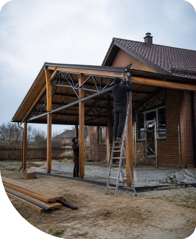 Пристройка навеса к дому и участку в Новороссийске под ключ