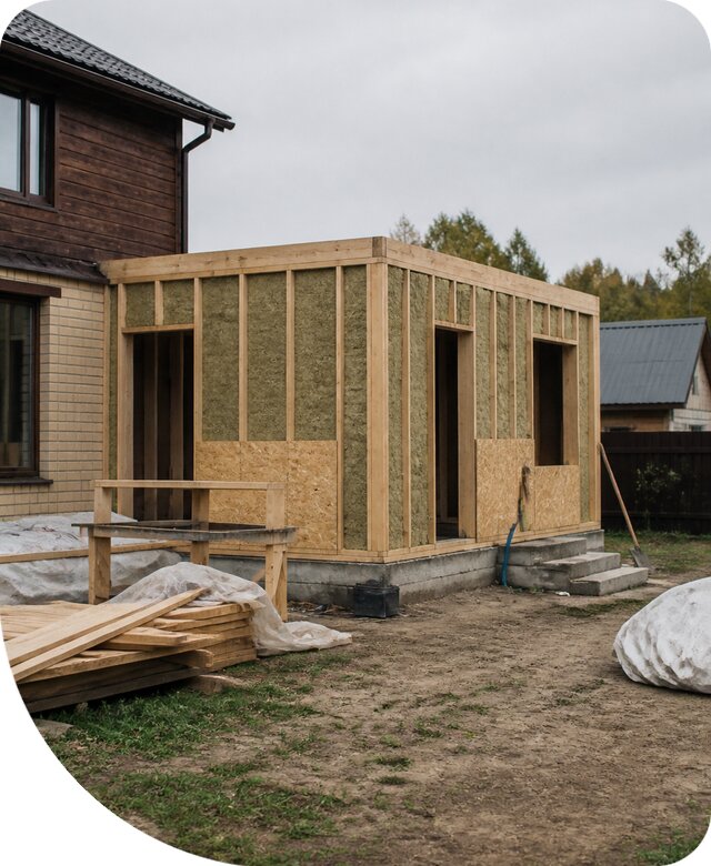 Одноэтажная пристройка к дому в Новороссийске под ключ с монтажом